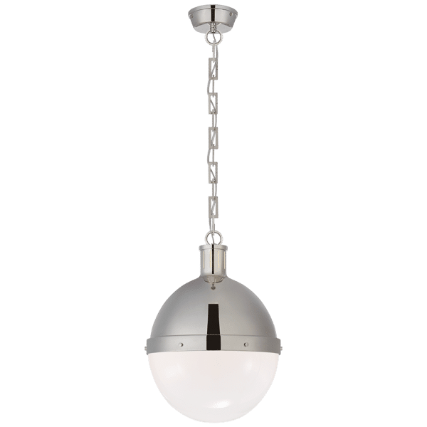 Hicks Pendant Nickel, Pendant Light, Large, Polished Nickel - Andrew Martin