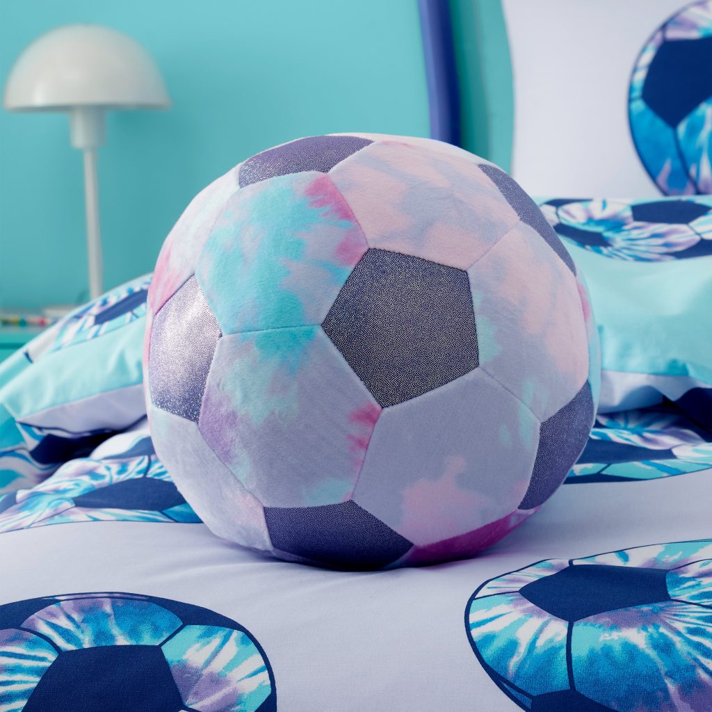 Catherine Lansfield Kids Tie Dye Football 3D Shaped Cushion