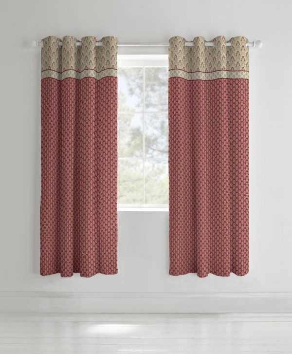 Catherine Lansfield Kashmir Paisley Floral Lined Eyelet Curtains Two Panels | Bed Sava