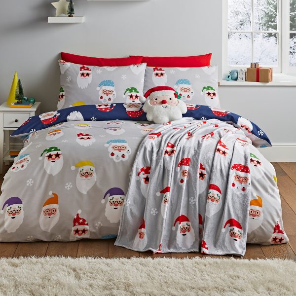 Catherine Lansfield Christmas Santa Spec Tacular Reversible Duvet Cover Set with Pillowcases | Bed Sava