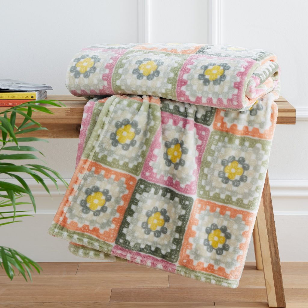 Catherine Lansfield Crochet Print Blanket Throw | Bed Sava