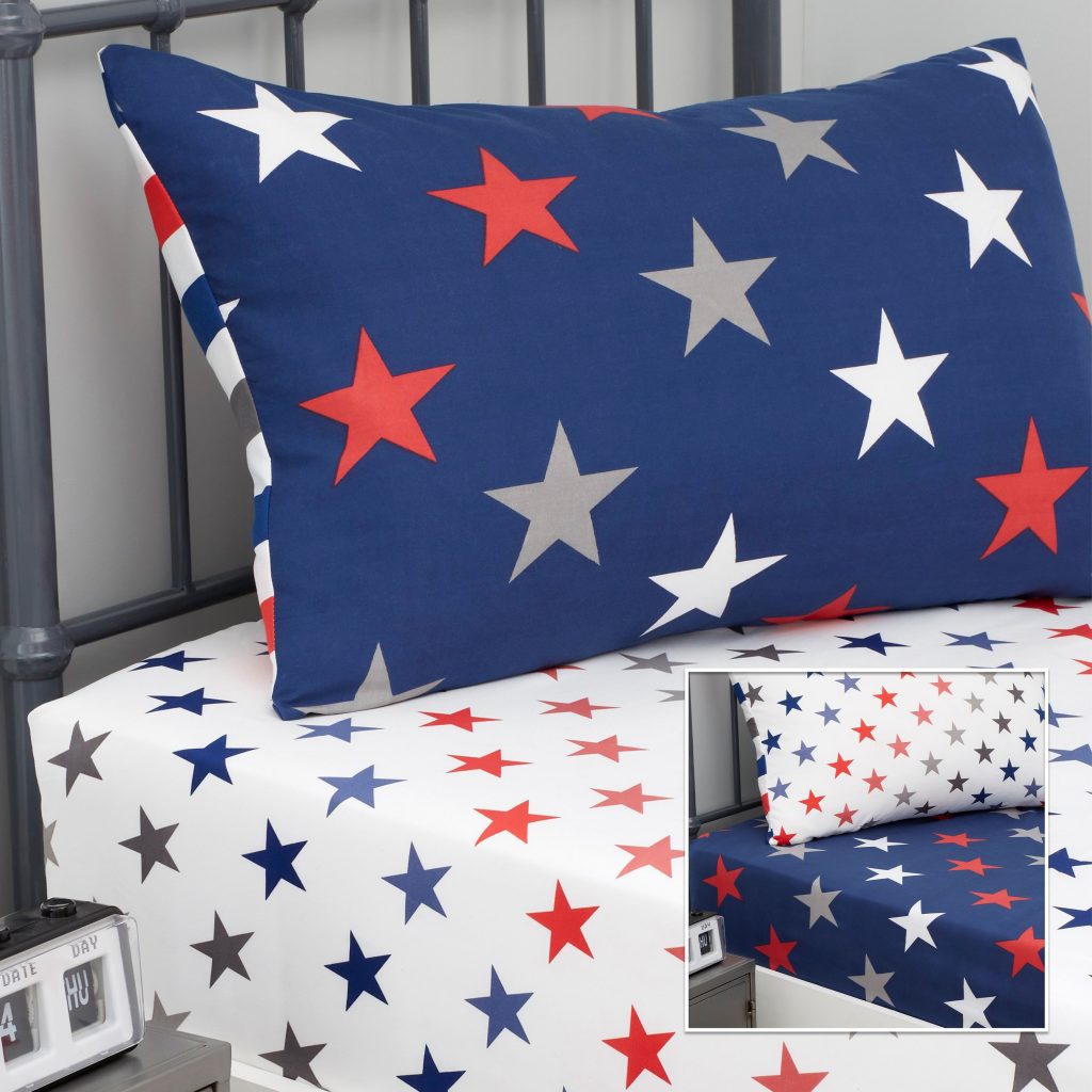 Catherine Lansfield So Soft Stripes and Stars Fitted Sheets Two Pack | Bed Sava
