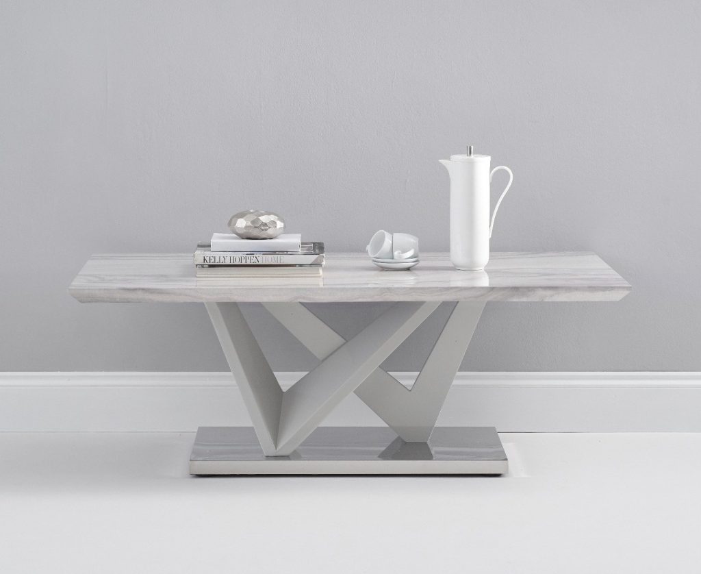 Marcella Light Grey High Gloss Marble Effect Coffee Table