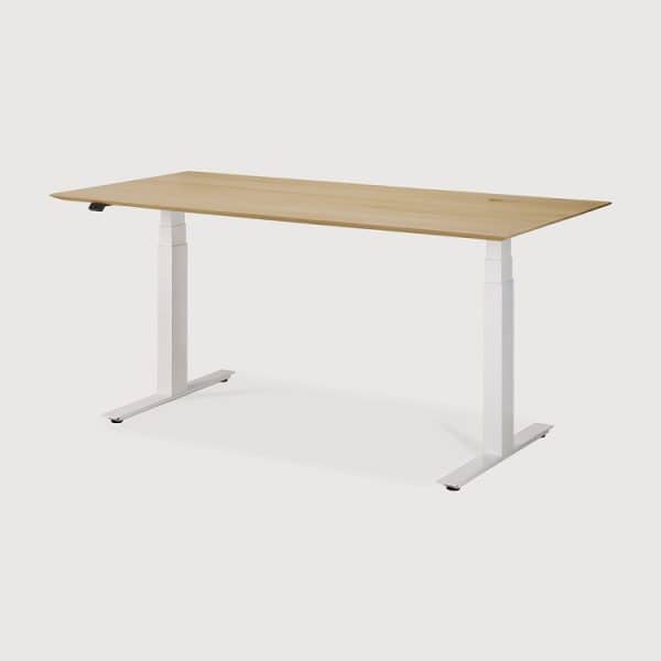 Height Adjustable Oak Desk Bok natural oak varnished 140 x 70 x 64 130 white | Bed Sava