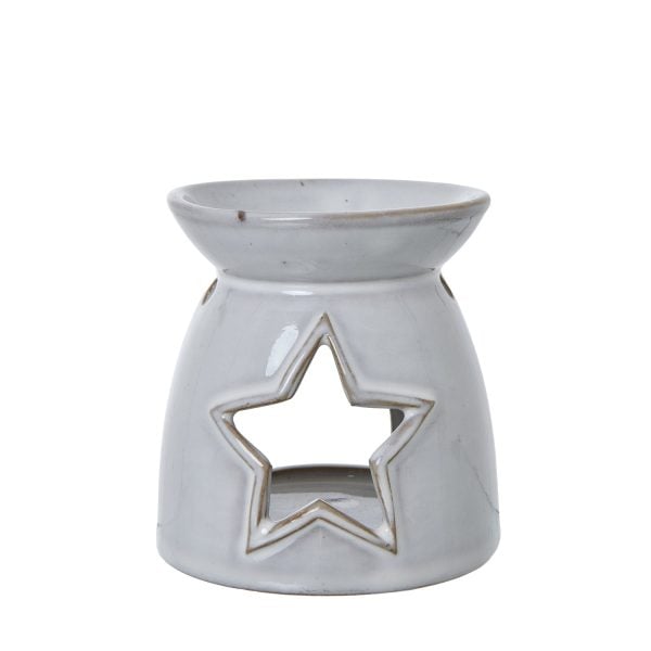 White Ceramic Star Cut Out Wax Melt Tealight Holder | Bed Sava