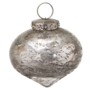 The Noel Collection Silver Christmas Teardrop Bauble | Bed Sava