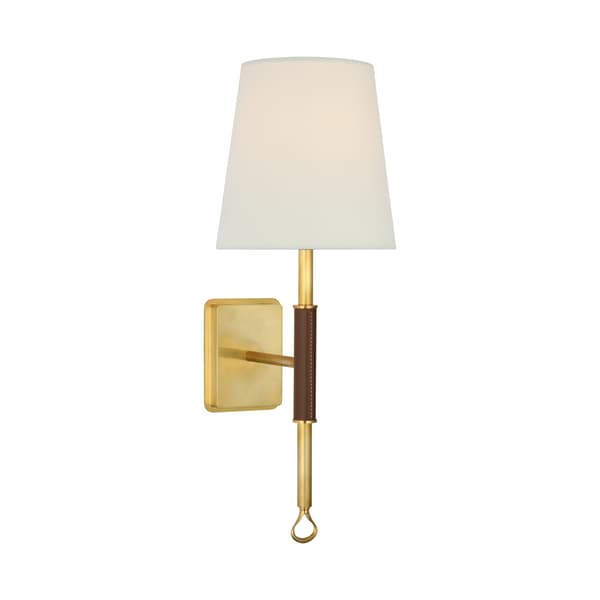 Griffin Wall Light Brass & Leather, Light, Hand-Rubbed Antique Brass - Andrew Martin