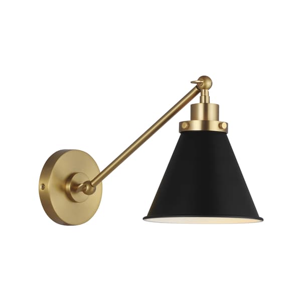 Wellfleet Wall Light Black & Brass, Light, Midnight Black & Burnished Brass - Andrew Martin