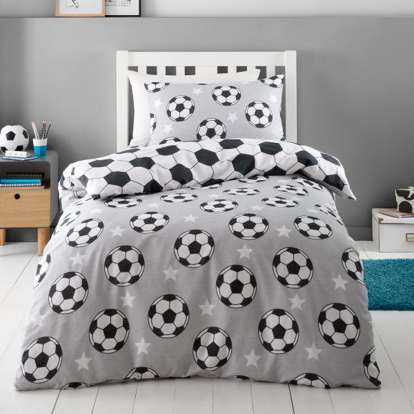 Catherine Lansfield Brushed Cotton Football Stars Reversible Duvet Cover Set with Pillowcases | Bed Sava