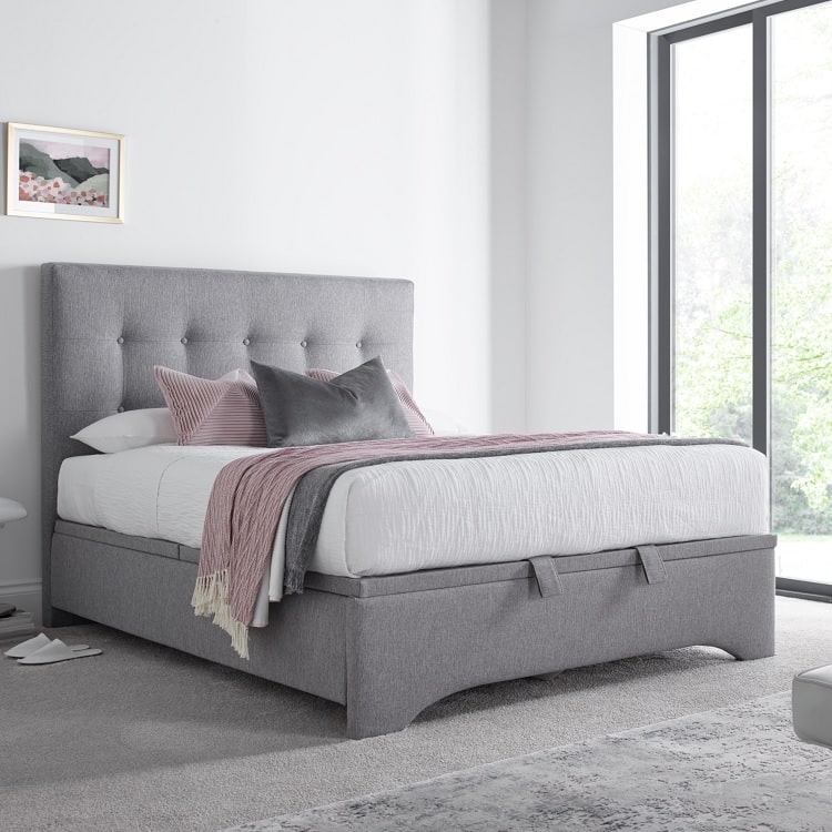 Kaydian Langley Ottoman Bed king 5ft 150x200 cm light grey inari