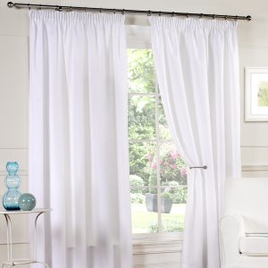 Lined Pencil Pleat Voile Curtain Pair | Bed Sava