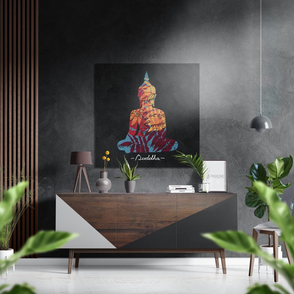 Buddha Brushed Aluminium Dibond Wall Art | Bed Sava