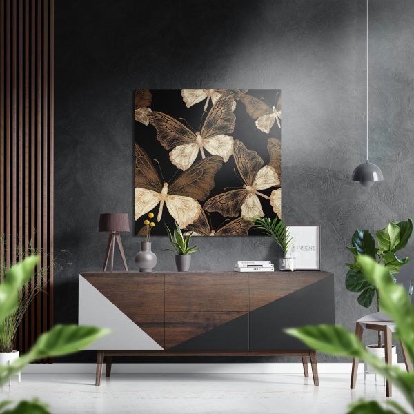 Butterflies Brushed Aluminium Dibond Wall Art | Bed Sava