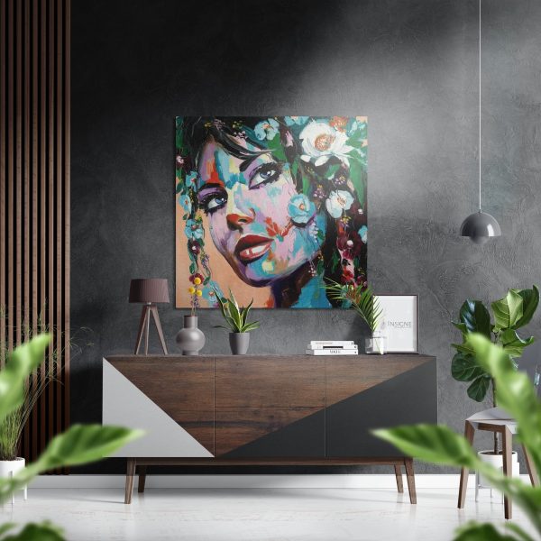 Woman of Flowers Brushed Aluminium Dibond Wall Art | Bed Sava