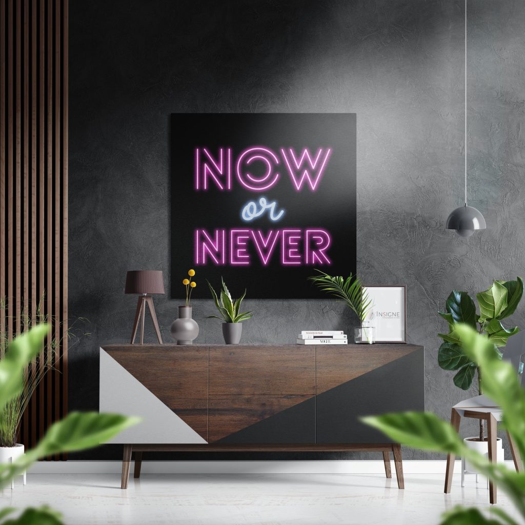 Now or Never Brushed Aluminium Dibond Wall Art