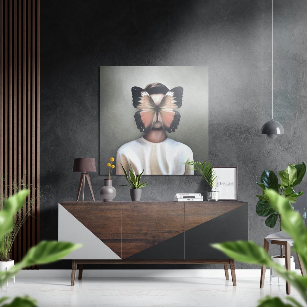 Butterfly Face Brushed Aluminium Dibond Wall Art