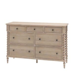Gallery Direct Artisan Natural Oak 7 Drawer Chest 1400x450x900 | Bed Sava