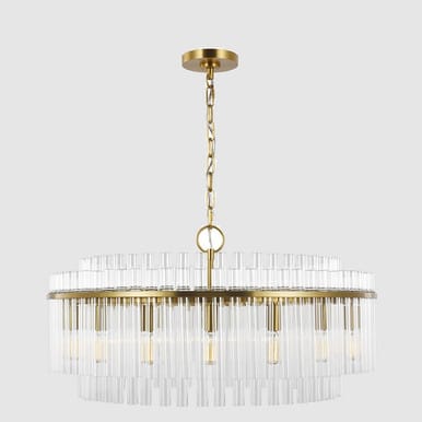 Visual Comfort Beckett Large Chandelier - Burnished Brass and Clear Glass