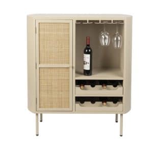 Light Rattan Japandi Wine Cabinet  Bergen | Bed Sava