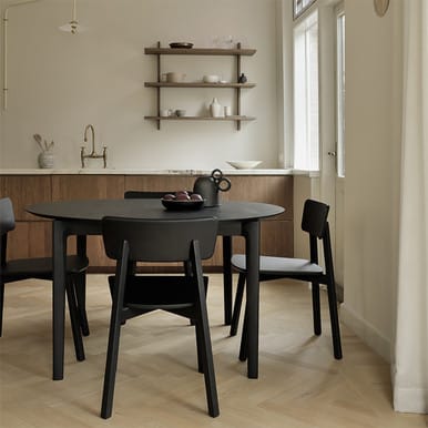 Ethnicraft Black Round Extendable Oak Dining Table Bok