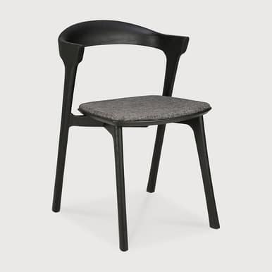 Ethnicraft Bok Dining Chair Black With Grey Upholstery