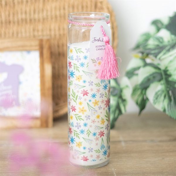 Spring Floral Print Fresh Linen Tube Candle | Bed Sava