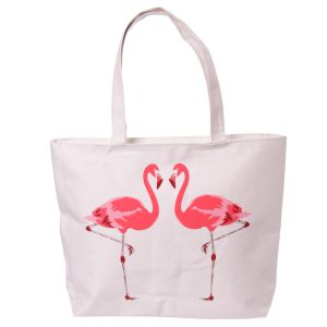 Handy Cotton Zip Up Shopping Bag  Funky Flamingo | Bed Sava