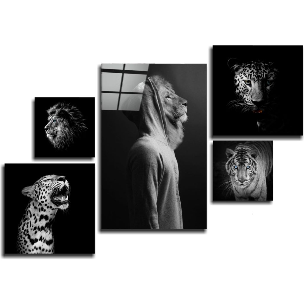 Wild Heads Combined Glass Wall Art