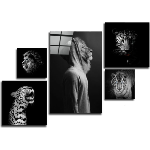 Wild Heads Combined Glass Wall Art | Bed Sava