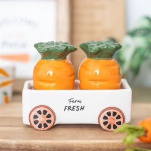 Carrot Salt and Pepper Shakers in Wagon | Bed Sava