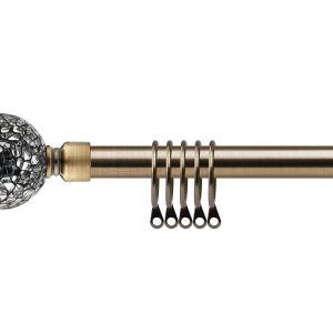 Cut Glass  Extendable Curtain Pole with rings and pair of end finials | Bed Sava