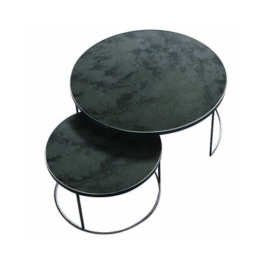 Ethnicraft Round Nesting Coffee Table Charcoal