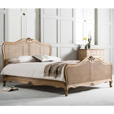 French Style Weathered Cane Bed