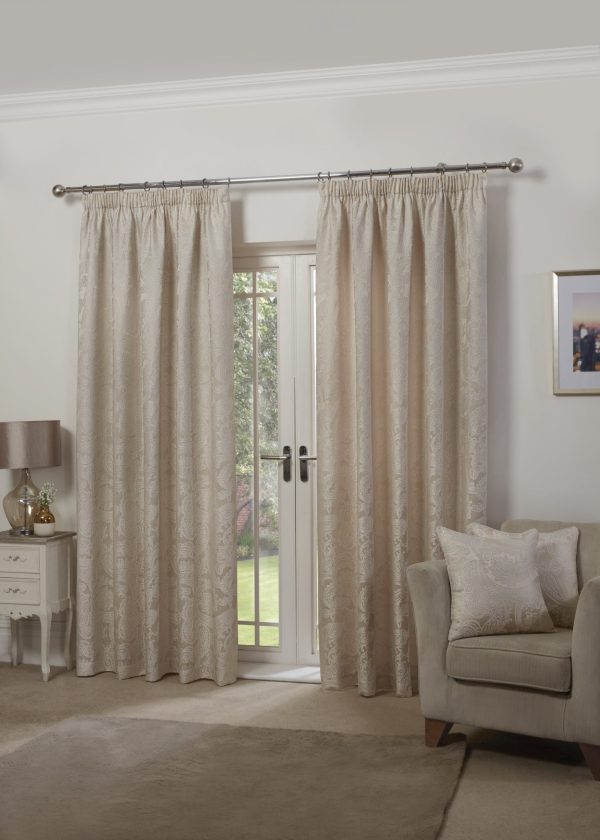 Duchess  Lined Pencil Pleat Jacquard Curtains | Bed Sava