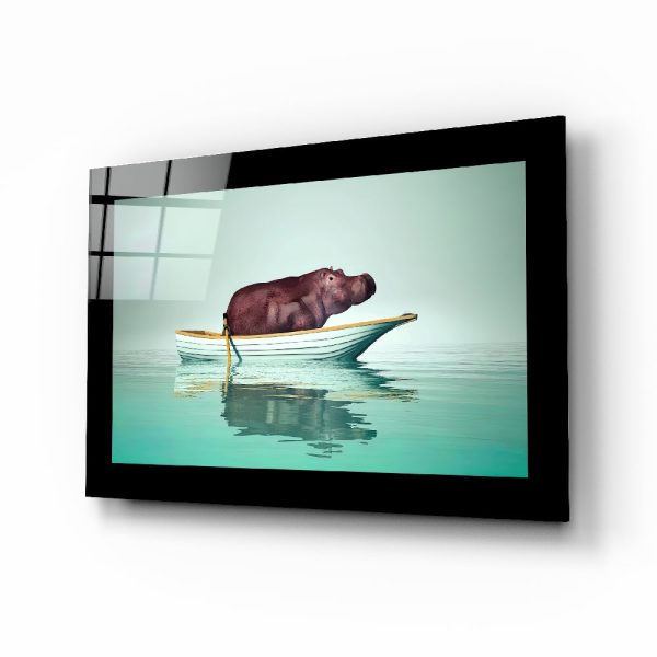 Hippo Glass Wall Art | Bed Sava