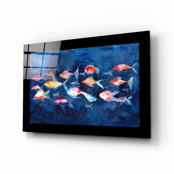 Colorful Fishes Glass Wall Art | Bed Sava