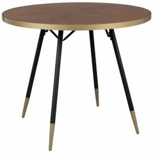 Modern Walnut  Luxe Gold Round Dining Table  Signy | Bed Sava
