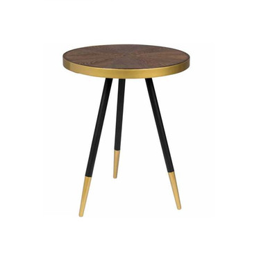 Modern Walnut & Luxe Gold Side Table - Signy