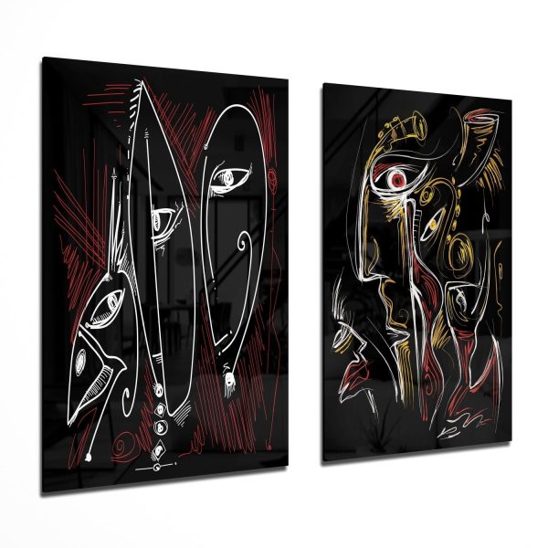 The Style of Picasso 2 Pieces Combine Glass Wall Art | Bed Sava