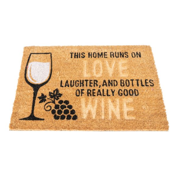 Coir Doormat with Wine Glass  Love | Bed Sava