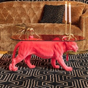 Panther Glass Top Coffee Table  Hot Pink | Bed Sava