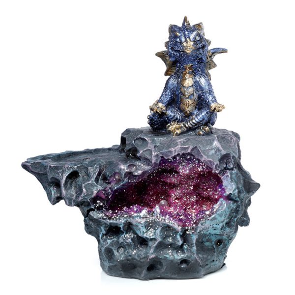 Elements Yoga Dragon LED Crystal Cave Ashcatcher Incense Stick Burner | Bed Sava