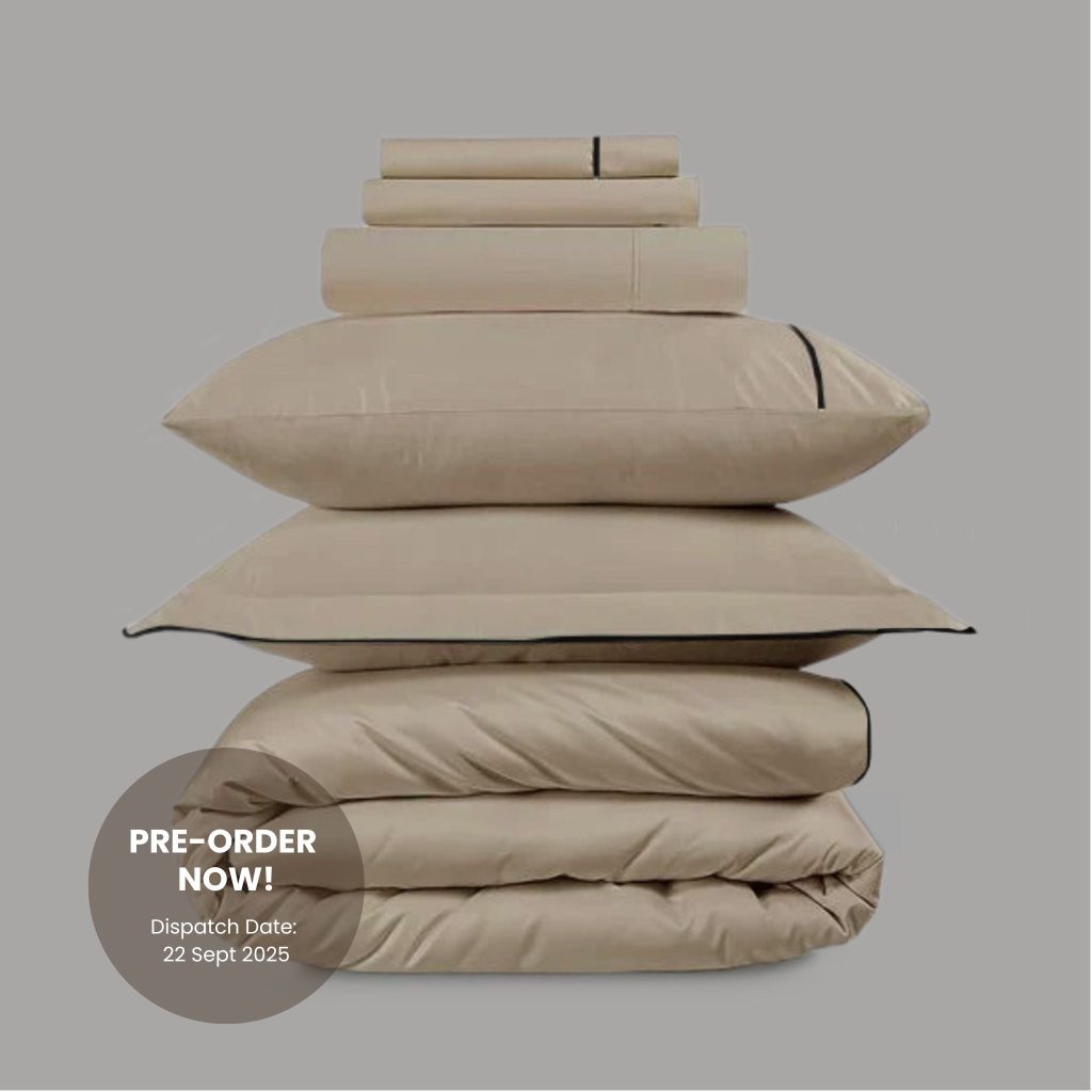 800 Thread Count Egyptian Cotton Duke of Bliss LUXE Bedding Set - Bone with Black Accent, King / Bone with Black Accent