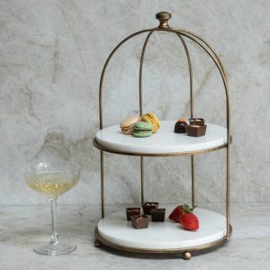 Belvedere Aged Gold Two Tiered Stand | Bed Sava