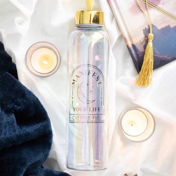 Manifest Your Life Iridescent Glass Water Bottle | Bed Sava