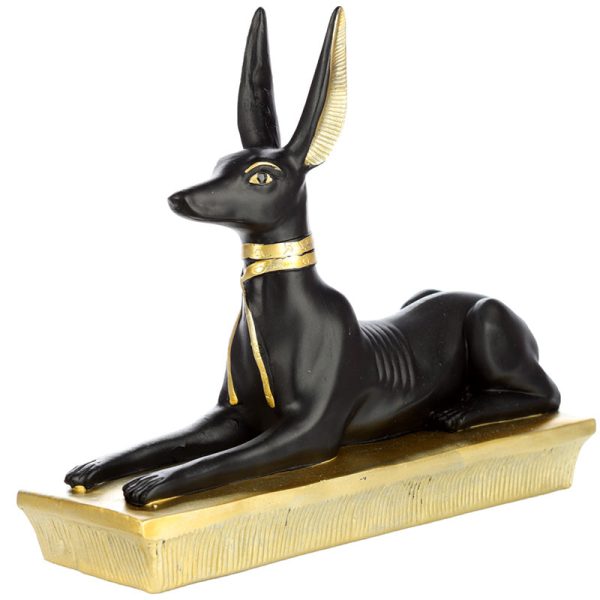 Decorative Gold and Black Egyptian Anubis Jackal Figurine | Bed Sava