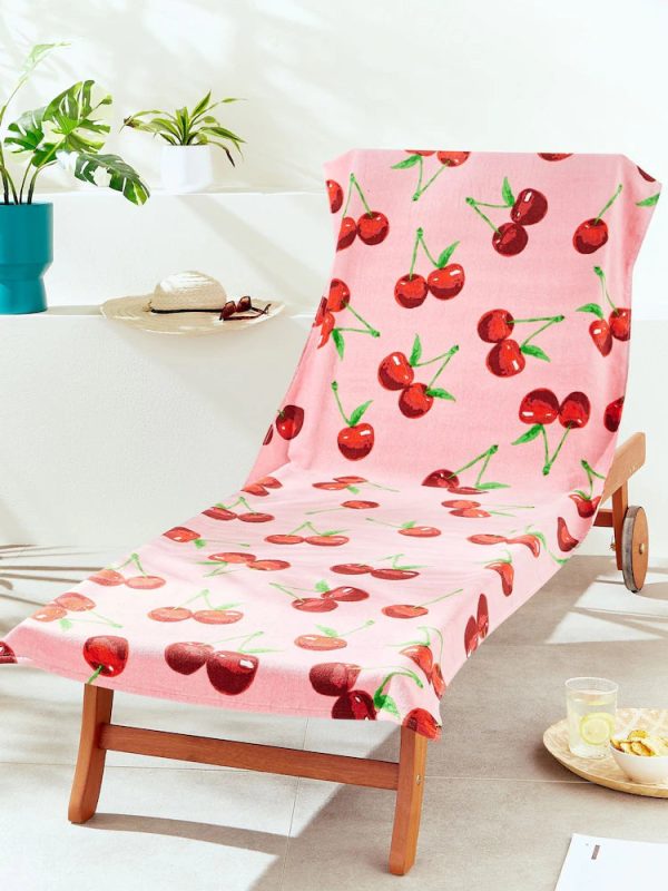 Catherine Lansfield Cherries Cotton Beach Sun Lounger Towel | Bed Sava
