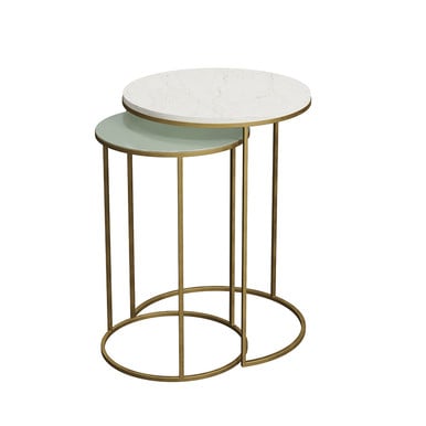 White Marble Top Slim Round Nest of Side Tables - Conran Knightsbridge