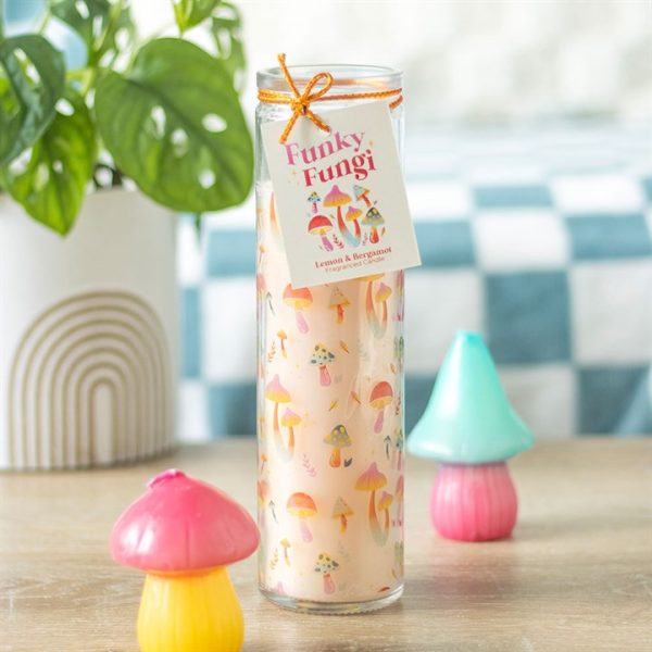 Funky Fungi Mushroom Print Tube Candle | Bed Sava