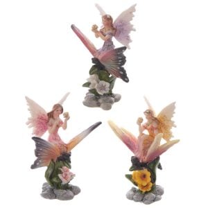 Cute Flower Fairy Riding Butterfly Figurine | Bed Sava